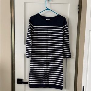Nautica Navy and White Striped Casual Dress